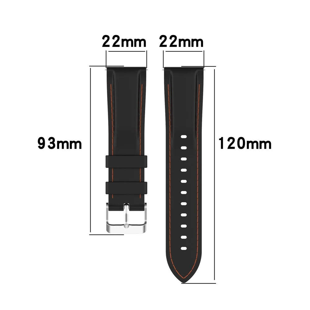 22mm Universal Soft Silicone Smart Watch Band Adjustable Replacement Watch Straps for Ticwatch Pro 3/Lite Pro 3/2020/GTX/E2/S2/Watch Correa - Dark Blue - 6