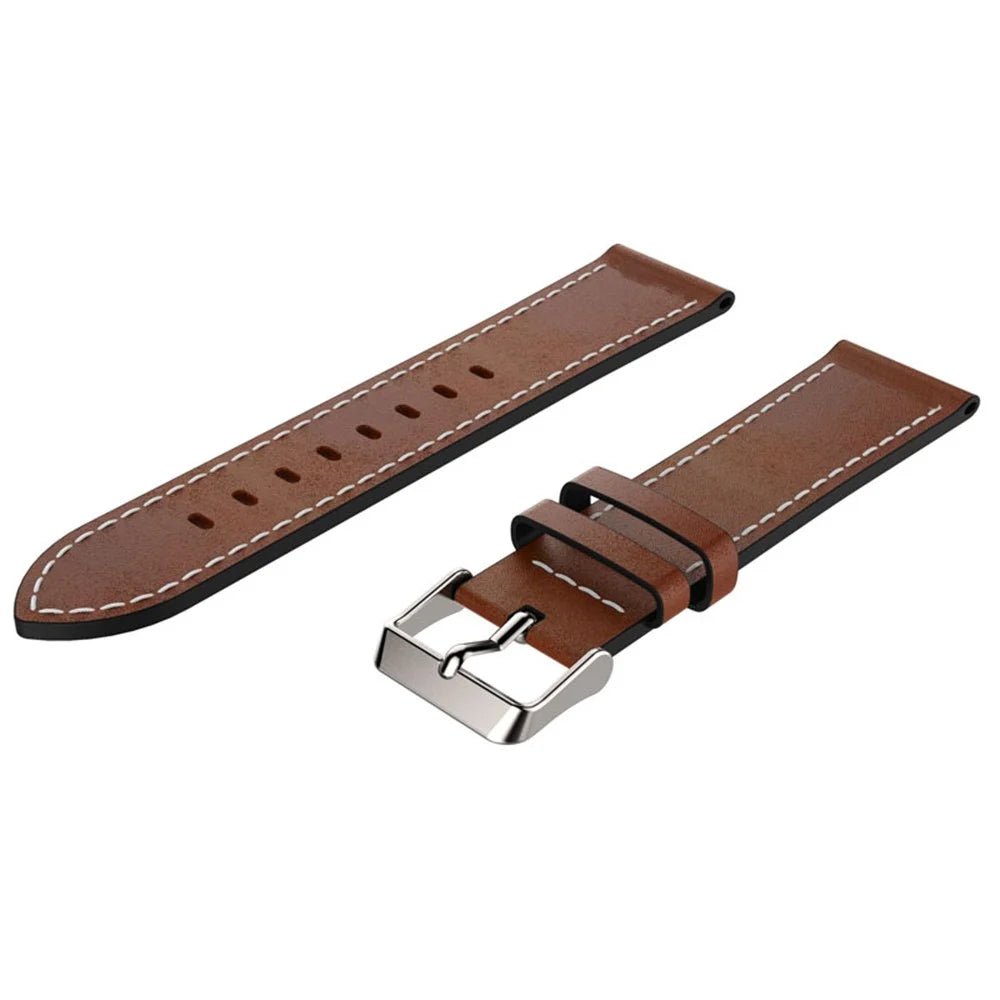 20mm Leather Watch Band with Adjustable Buckle Wrist Strap for Samsung Galaxy Watch6 40mm 44mm / Watch6 Classic 43mm 47mm / Watch 5 40mm 44mm / 5 Pro 45mm / Watch4 40mm 44mm - Brown - 2