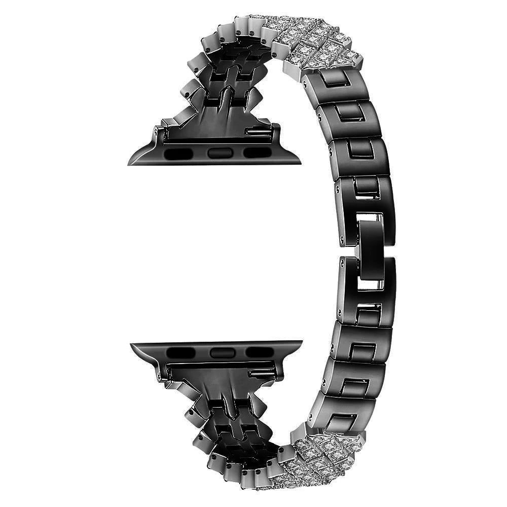 Rhinestone Aluminium Alloy Watch Band Metal Strap Bracelet for Apple Watch Series 11 10 42mm / 9 8 7 41mm / SE3 SE2 SE 6 5 4 40mm / 3 2 1 38mm - Black - 3