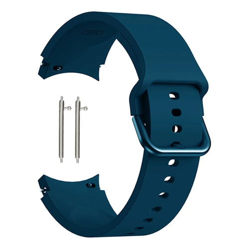 Solid Color Soft Silicone Smart Watch Band with Connecting Rod for Samsung Galaxy Watch6 40mm 44mm / Watch6 Classic 43mm 47mm / Watch 5 40mm 44mm / 5 Pro 45mm / Watch4 40mm 44mm - Dark Blue - 1