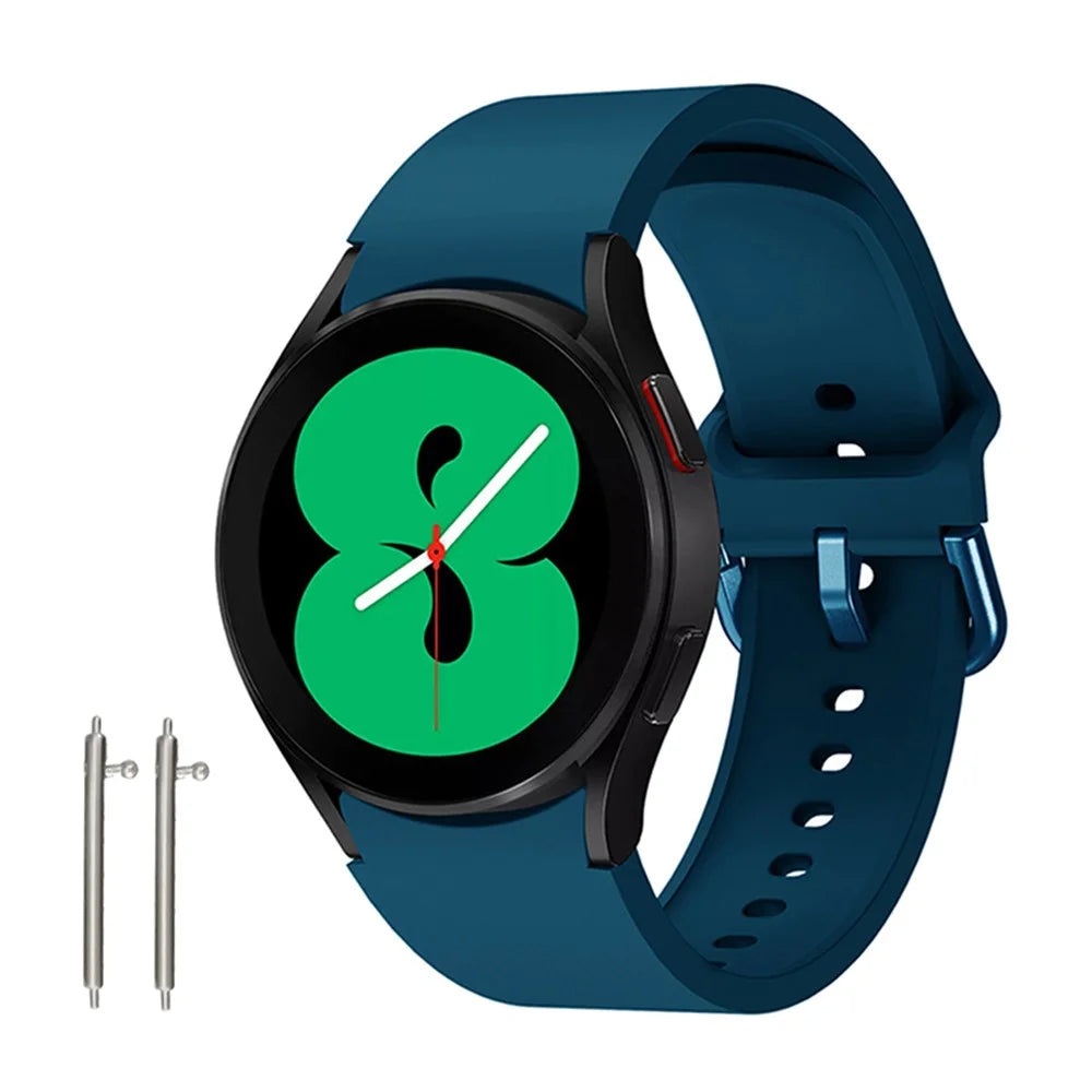 Solid Color Soft Silicone Smart Watch Band with Connecting Rod for Samsung Galaxy Watch6 40mm 44mm / Watch6 Classic 43mm 47mm / Watch 5 40mm 44mm / 5 Pro 45mm / Watch4 40mm 44mm - Dark Blue - 2