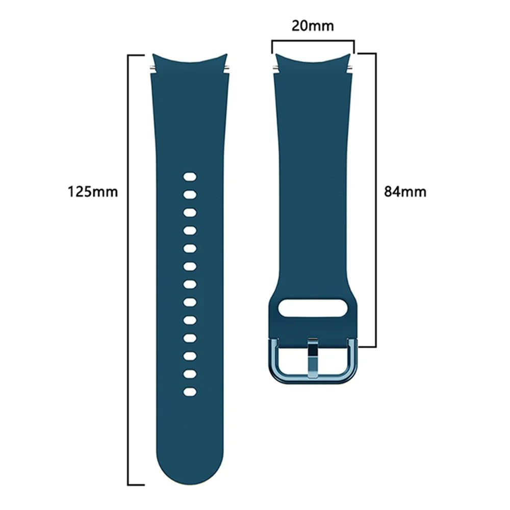 Solid Color Soft Silicone Smart Watch Band with Connecting Rod for Samsung Galaxy Watch6 40mm 44mm / Watch6 Classic 43mm 47mm / Watch 5 40mm 44mm / 5 Pro 45mm / Watch4 40mm 44mm - Dark Blue - 5