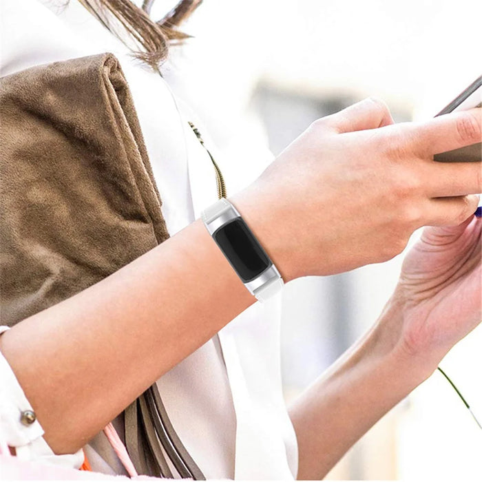 Premium Genuine Leather Adjustable Strap Watch Band for Fitbit Charge 6 / 5 - White - 4