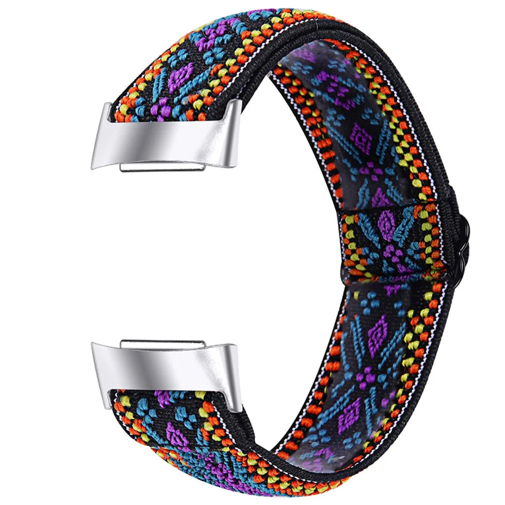 Elastic Nylon Band with Adjustable Buckle Braided Watch Strap for Fitbit Charge 6 / 5 - 5# - 1