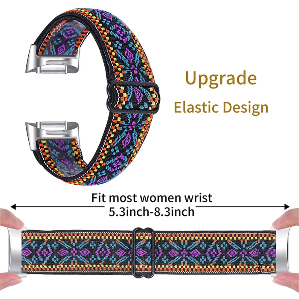 Elastic Nylon Band with Adjustable Buckle Braided Watch Strap for Fitbit Charge 6 / 5 - 5# - 3