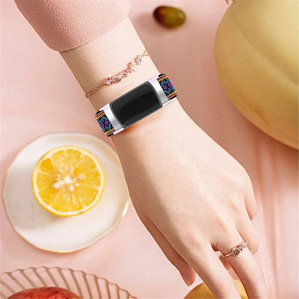 Elastic Nylon Band with Adjustable Buckle Braided Watch Strap for Fitbit Charge 6 / 5 - 5# - 6