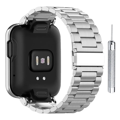 Integrated Three Beads 304 Stainless Steel Replacement Watch Strap with Watch Case Protector for Xiaomi Redmi Watch / Mi Watch Lite - Silver - 1