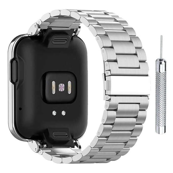 Integrated Three Beads 304 Stainless Steel Replacement Watch Strap with Watch Case Protector for Xiaomi Redmi Watch / Mi Watch Lite - Silver - 1