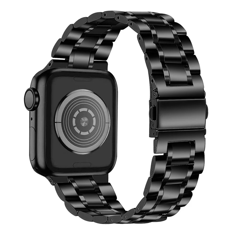 5-Beads Stainless Steel Smart Watch Band Replacement Strap for Apple Watch Ultra 3 2 1 49mm / Series 11 10 46mm / 9 8 7 45mm / SE3 SE2 SE 6 5 4 44mm / 3 2 1 42mm - Black - 1