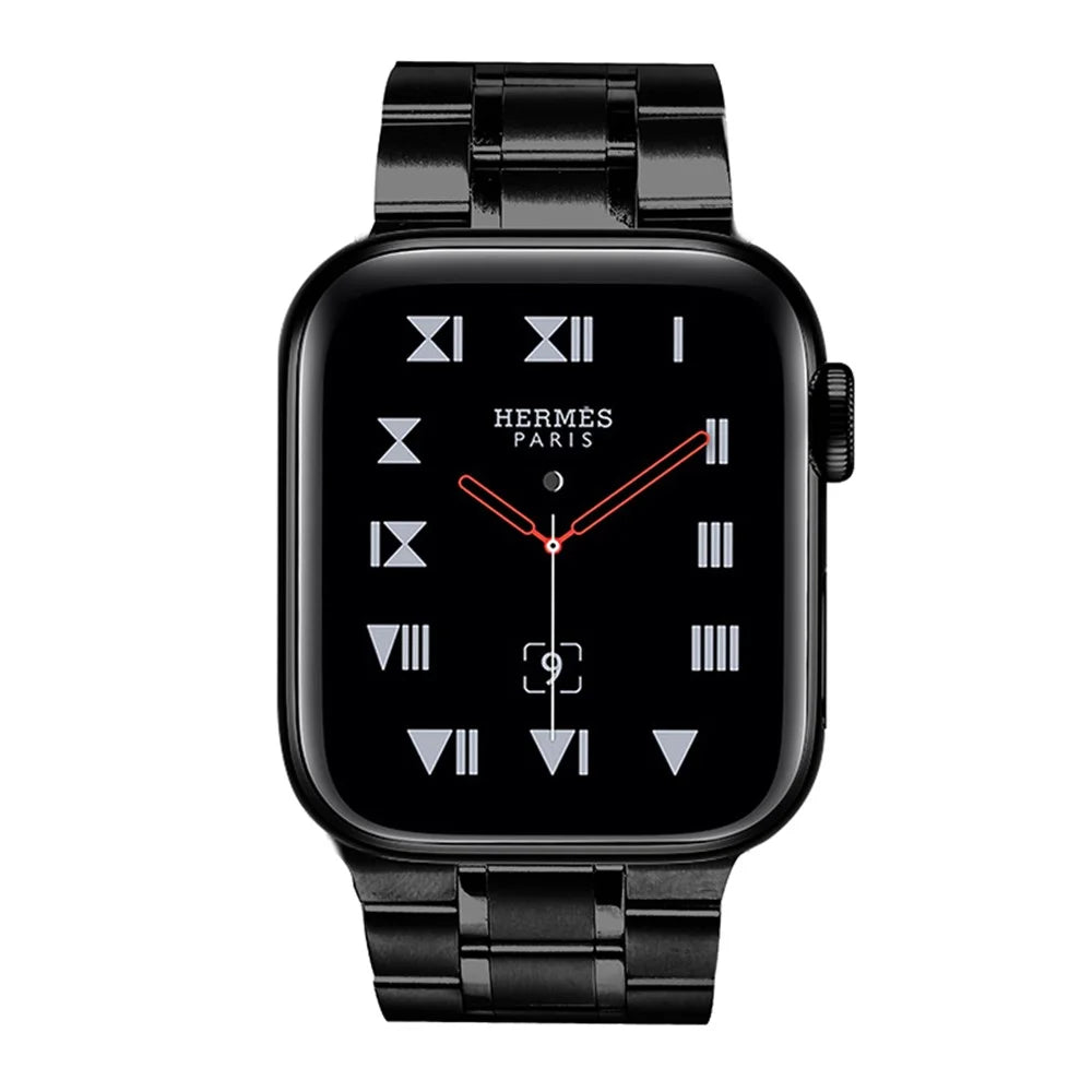 5-Beads Stainless Steel Smart Watch Band Replacement Strap for Apple Watch Ultra 3 2 1 49mm / Series 11 10 46mm / 9 8 7 45mm / SE3 SE2 SE 6 5 4 44mm / 3 2 1 42mm - Black - 4