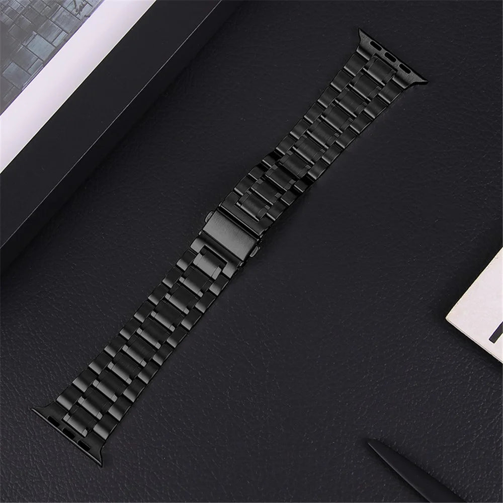 5-Beads Stainless Steel Smart Watch Band Replacement Strap for Apple Watch Ultra 3 2 1 49mm / Series 11 10 46mm / 9 8 7 45mm / SE3 SE2 SE 6 5 4 44mm / 3 2 1 42mm - Black - 6