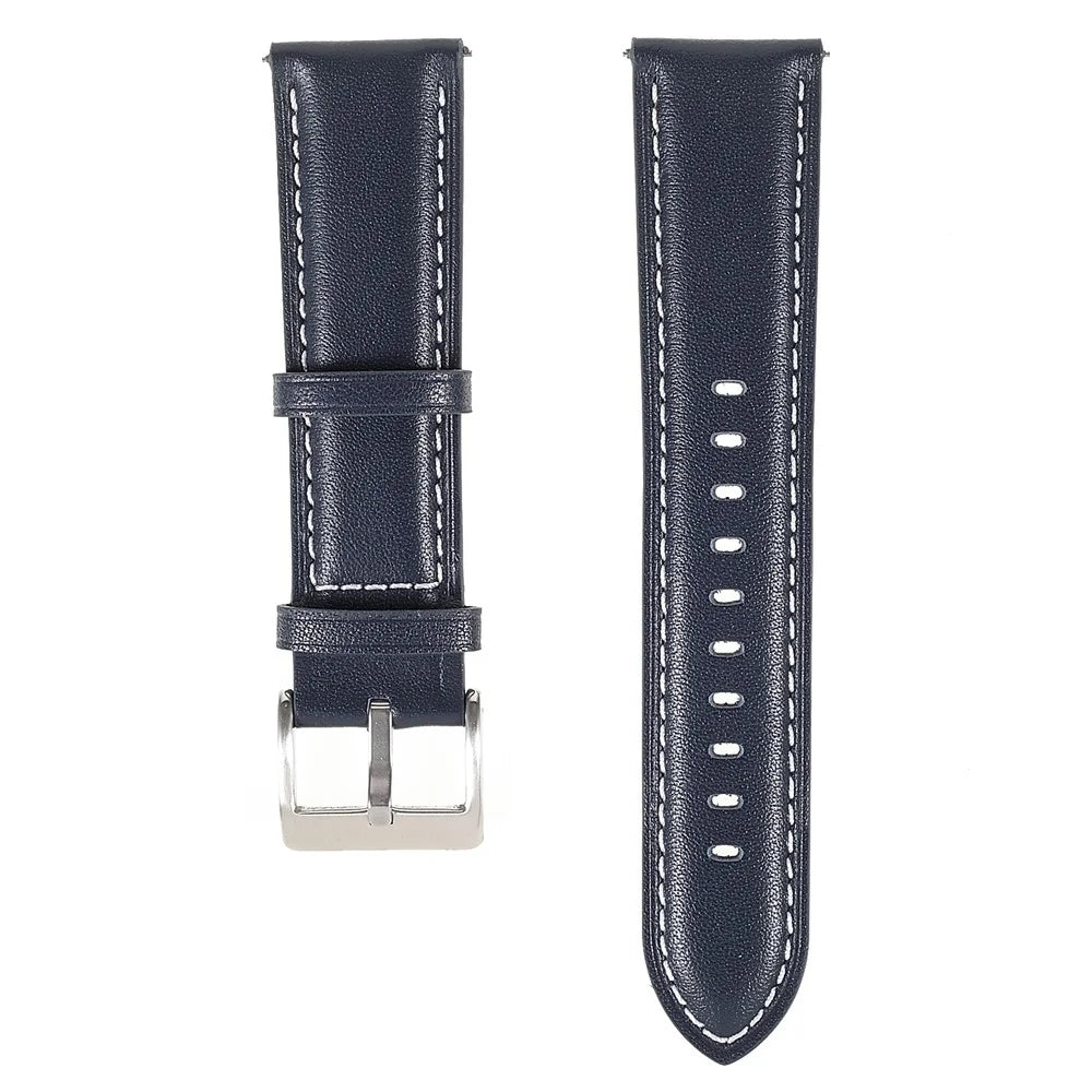 22mm Quick Release Genuine Leather Watch Band Adjustable Stitching Strap for Samsung Gear S3 Classic /Gear S3 Frontier/Galaxy Watch 46mm - Blue - 1