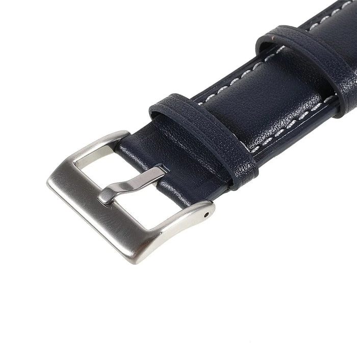 22mm Quick Release Genuine Leather Watch Band Adjustable Stitching Strap for Samsung Gear S3 Classic /Gear S3 Frontier/Galaxy Watch 46mm - Blue - 6