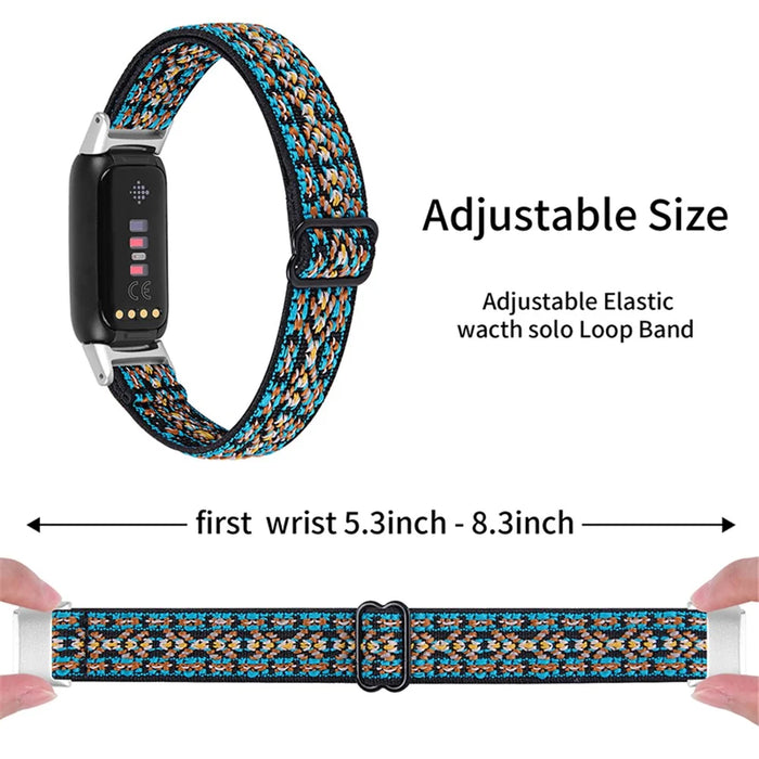 Elastic Nylon Watch Band Solo Loop Adjustable Strap Replacement for Fitbit Luxe - 4# - 3