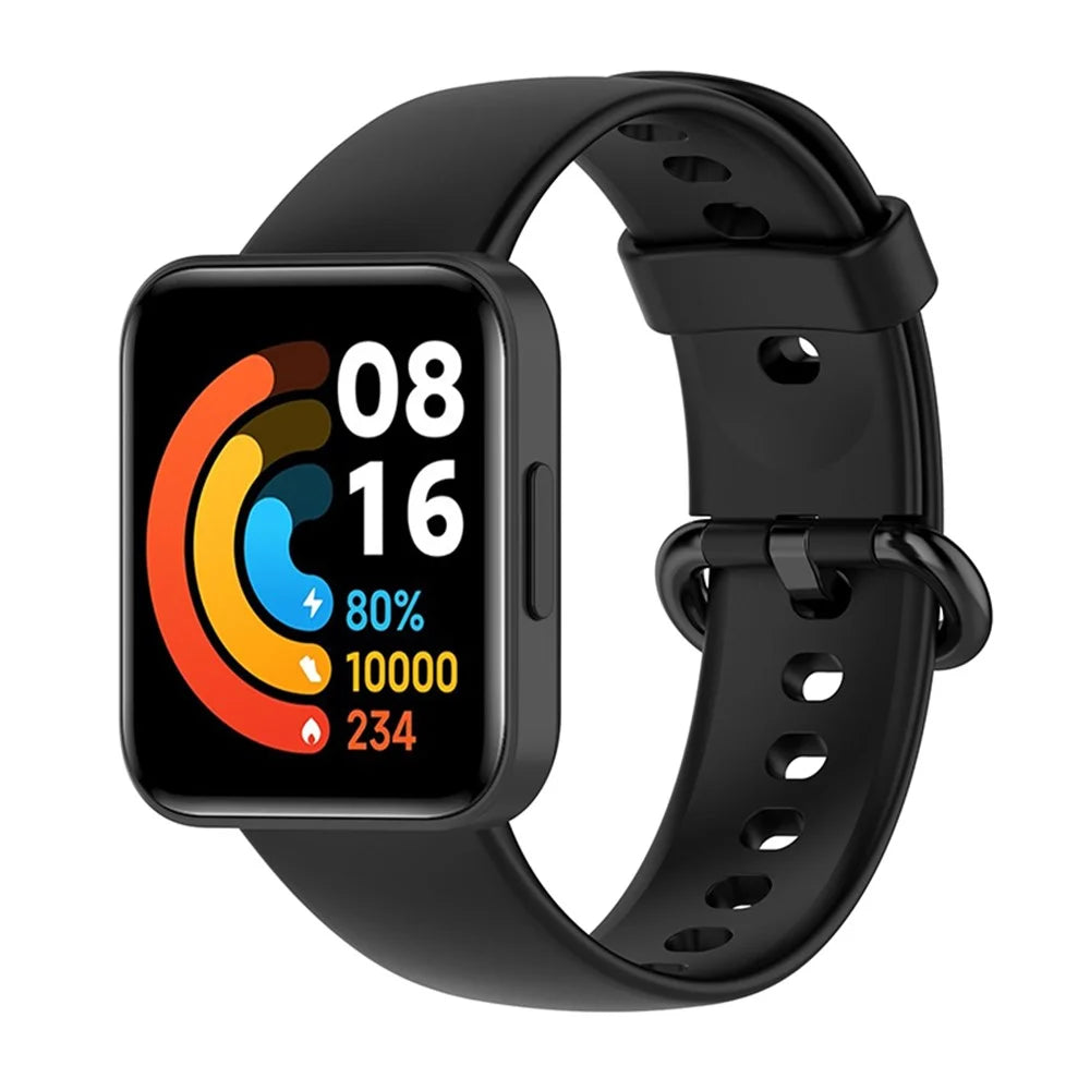 Adjustable Solid Color Watch Band Soft Silicone Strap for Xiaomi Redmi Watch 2 / Redmi Watch 2 Lite - Black - 2