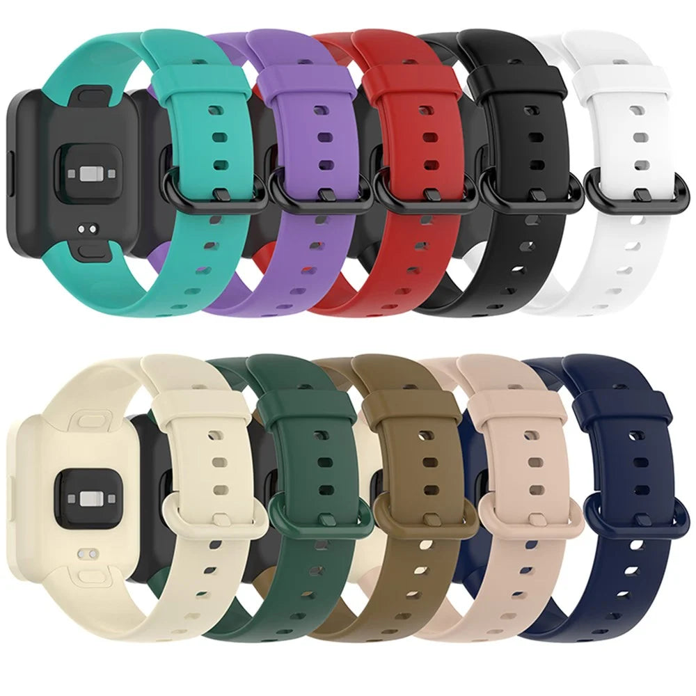 Adjustable Solid Color Watch Band Soft Silicone Strap for Xiaomi Redmi Watch 2 / Redmi Watch 2 Lite - Black - 6