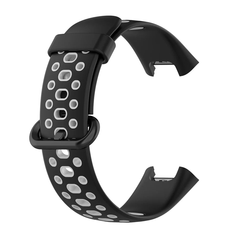 Dual Color Breathable Watch Band Soft Silicone Strap for Xiaomi Redmi Watch 2 - Black/Grey - 3