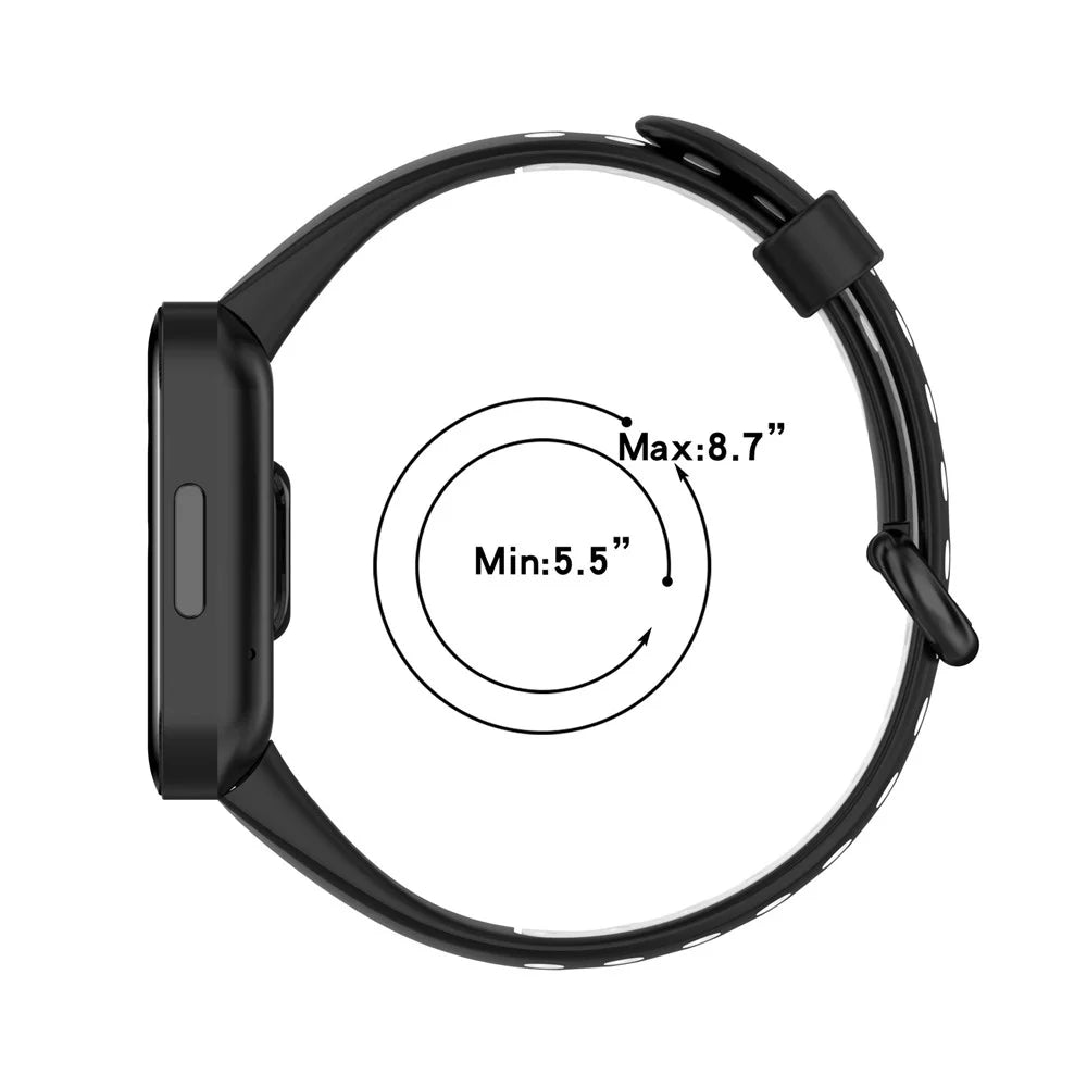 Dual Color Breathable Watch Band Soft Silicone Strap for Xiaomi Redmi Watch 2 - Black/Grey - 4