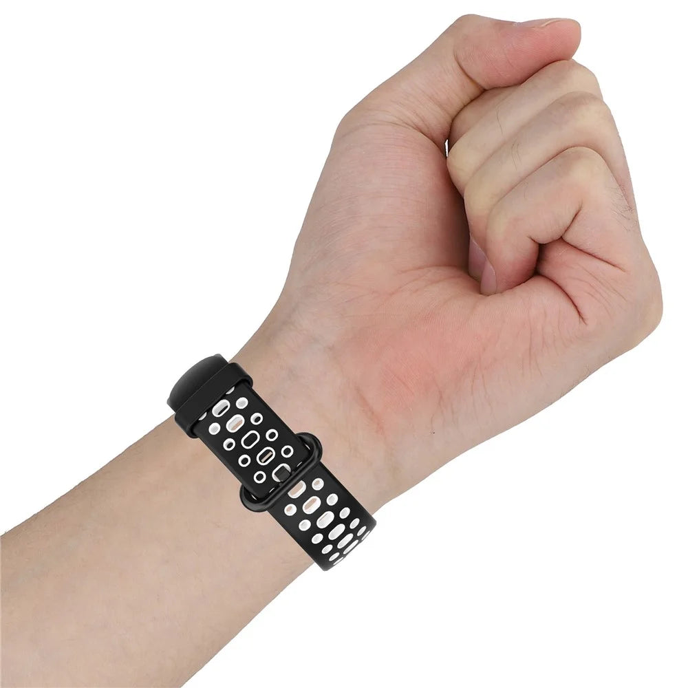 Dual Color Breathable Watch Band Soft Silicone Strap for Xiaomi Redmi Watch 2 - Black/Grey - 6