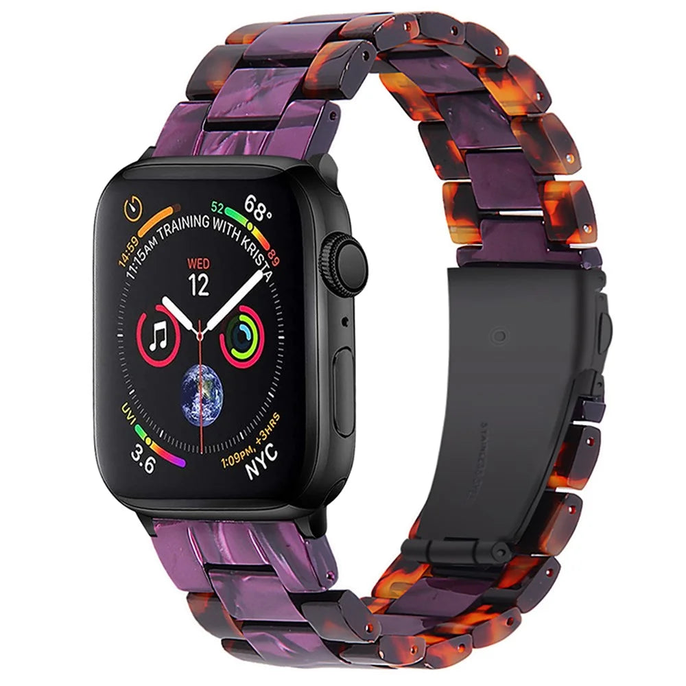 Color Splicing 3 Beads Resin Watch Strap for Apple Watch Series 10 42mm / 9 8 7 41mm / 6 5 4 SE SE (2022) SE (2023) 40mm / 3 2 1 38mm  - Hawksbill / Purple - 2