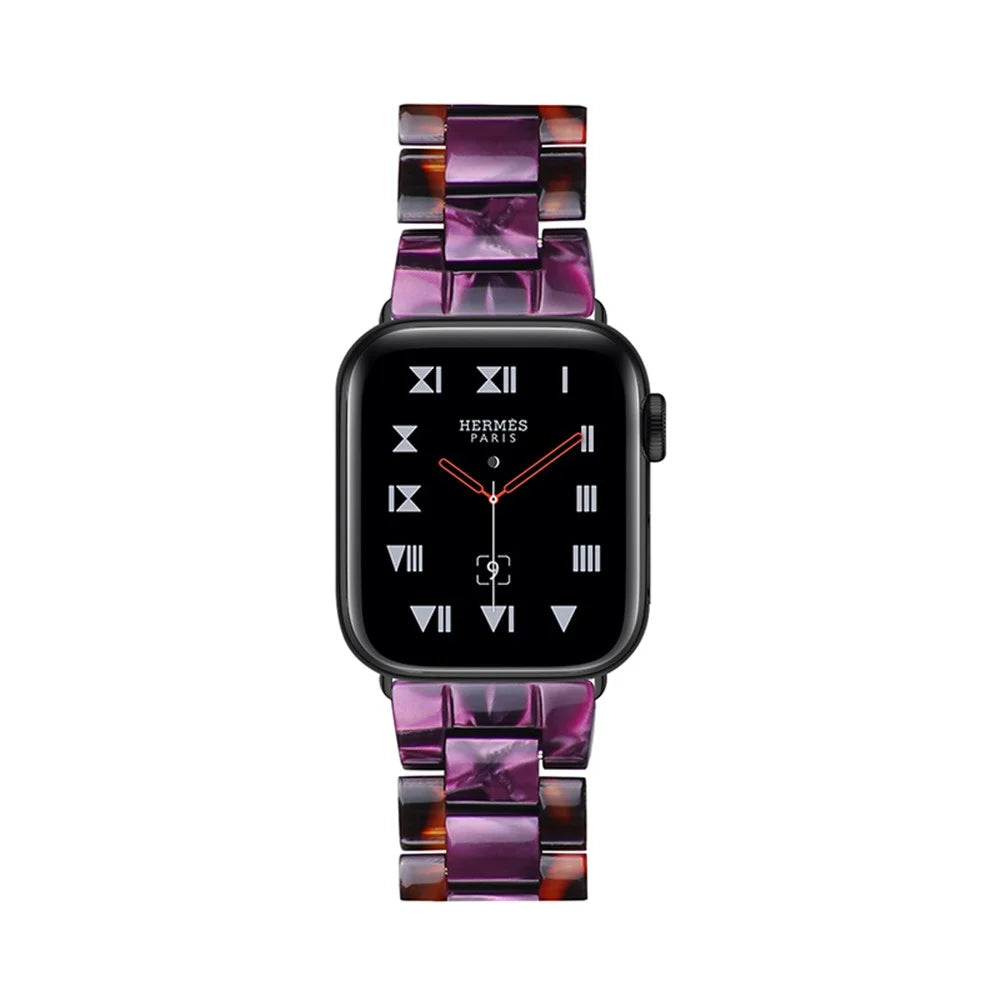 Color Splicing 3 Beads Resin Watch Strap for Apple Watch Series 10 42mm / 9 8 7 41mm / 6 5 4 SE SE (2022) SE (2023) 40mm / 3 2 1 38mm  - Hawksbill / Purple - 4
