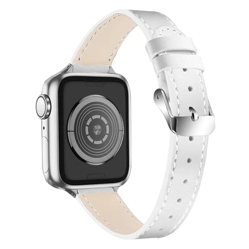 Genuine Leather Smart Watch Band Adjustable Strap for Apple Watch Ultra 49mm / Ultra 2 49mm / Series 9 45mm / SE (2023) 44mm / Series 8 45mm / 7 45mm / Watch Series 6 / 5 / 4 / SE 44mm / SE (2022) 44mm /  Series 3 / 2 / 1 42mm - White - 1