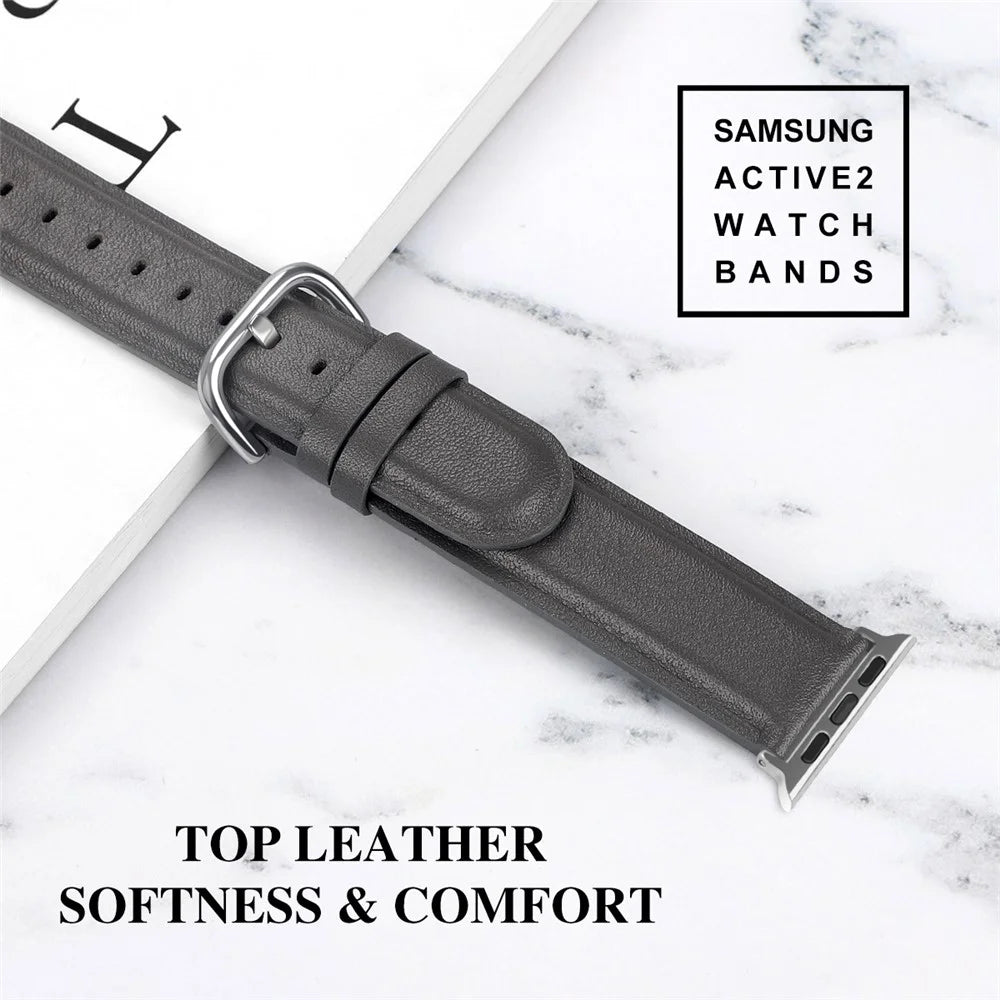 Anti-Scratch Fashionable Top-Layer Cowhide Leather Genuine Leather Watch Strap for Apple Watch Ultra 3 2 1 49mm / Series 11 10 46mm / 9 8 7 45mm / SE3 SE2 SE 6 5 4 44mm / 3 2 1 42mm - Grey - 4
