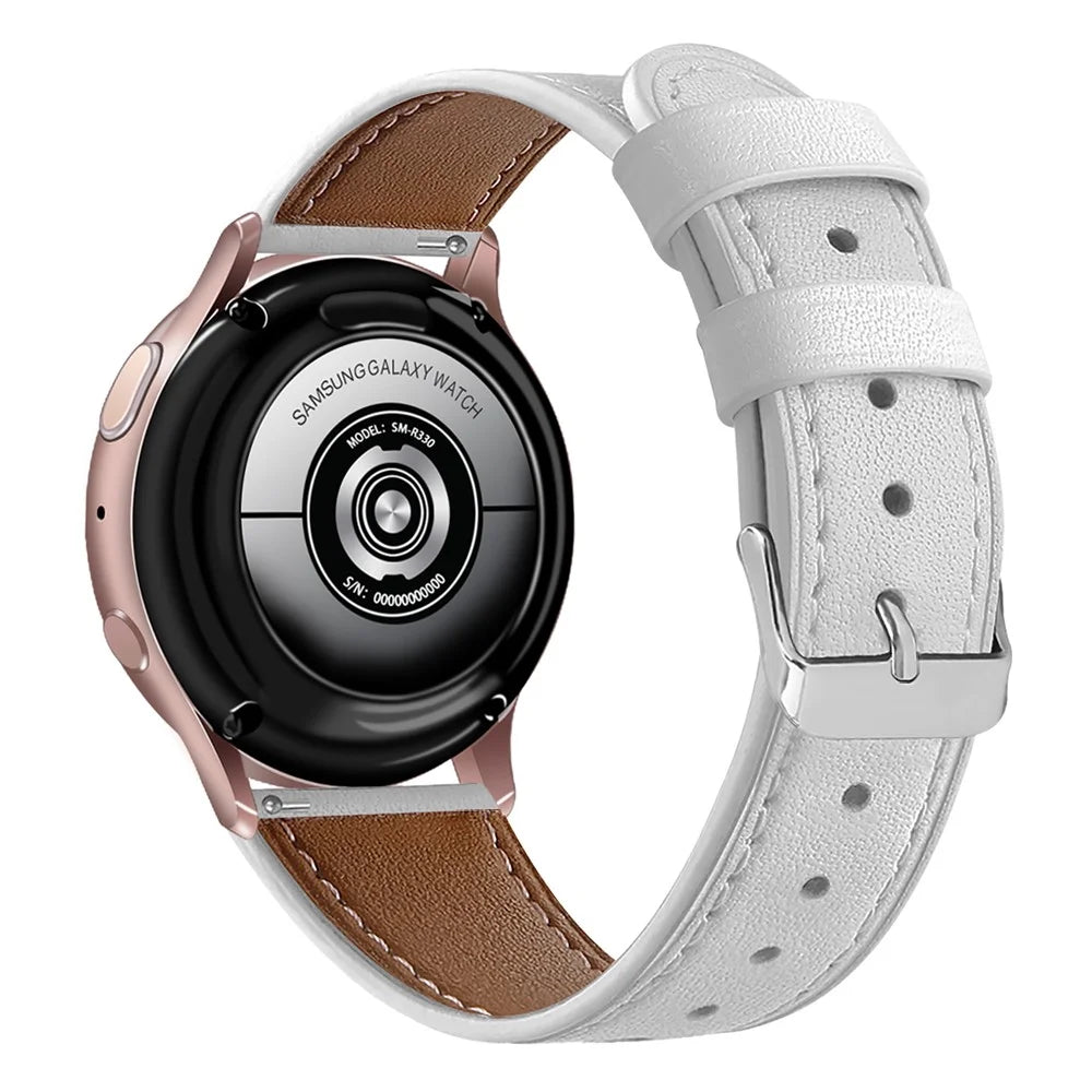 20mm Top Layer Cowhide Genuine Leather Strap Watchband for Samsung Galaxy Watch 42mm/Gear S2 Classic/Huawei Watch 2 - White - 1