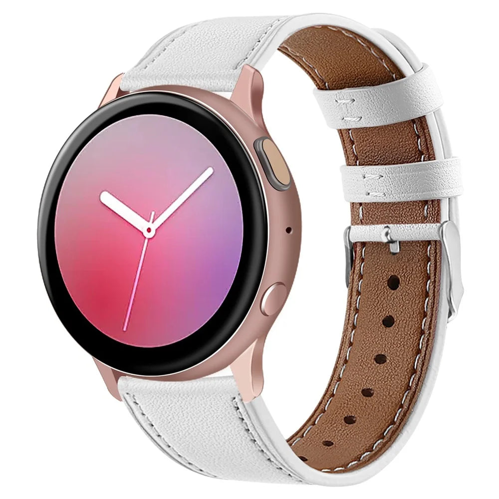 20mm Top Layer Cowhide Genuine Leather Strap Watchband for Samsung Galaxy Watch 42mm/Gear S2 Classic/Huawei Watch 2 - White - 2