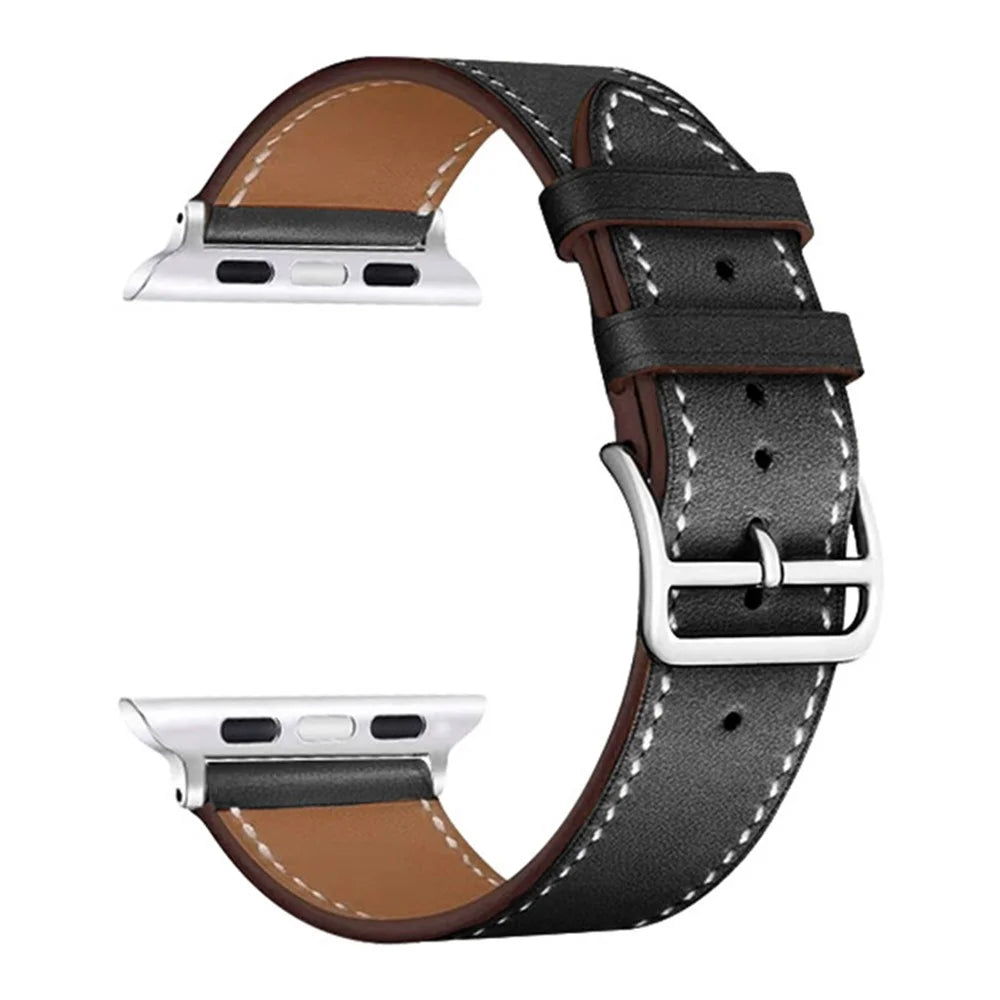 IMAK PG1 Series PU Leather Smart Watch Strap Wrist Band for Apple Watch Series 11 10 42mm / 9 8 7 41mm / SE3 SE2 SE 6 5 4 40mm / 3 2 1 38mm - Black - 3