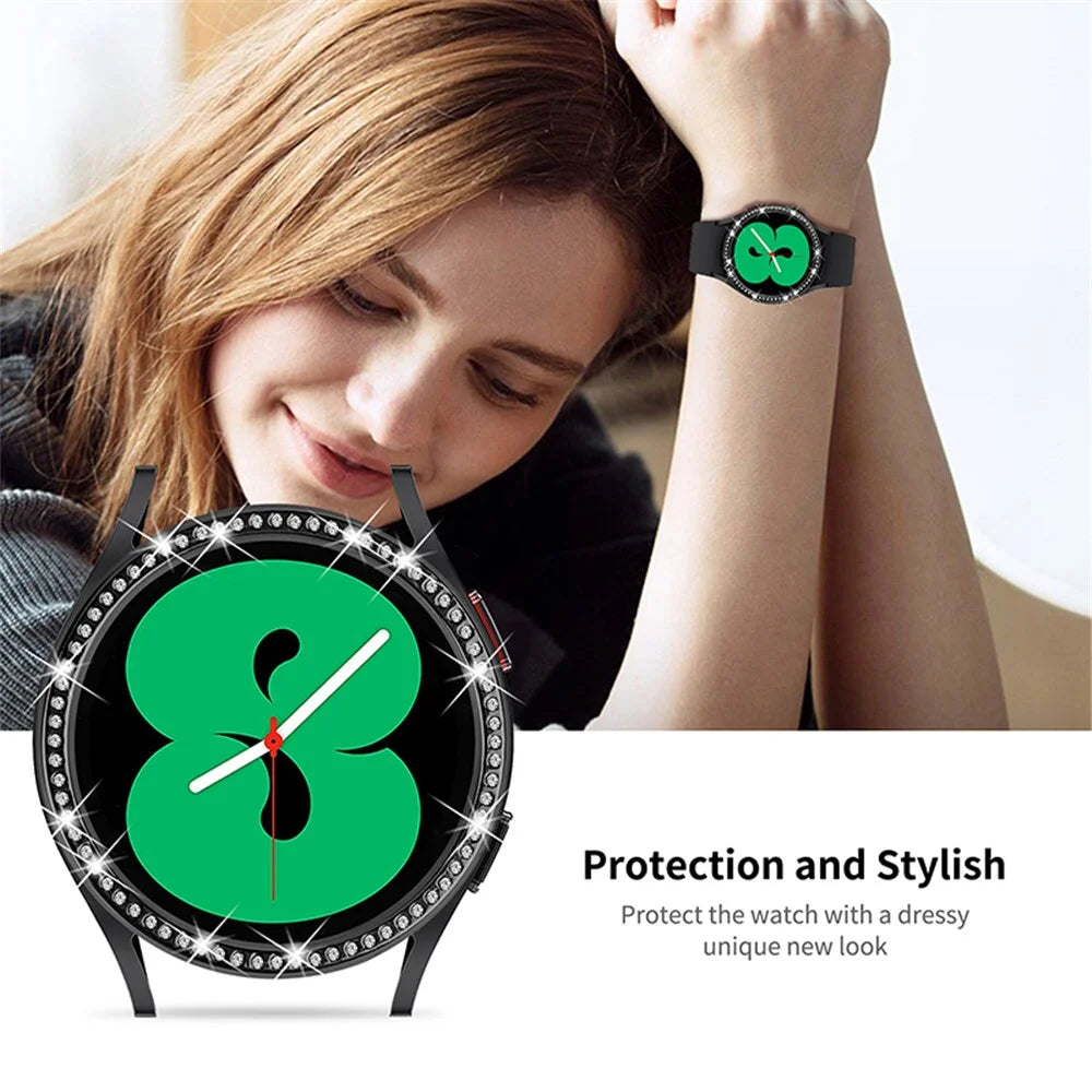 Stainless Steel Watch Bezel Ring Protective Cover with Bling Rhinestone Decor for Samsung Galaxy Watch Active/Active2 44mm - Black - 4