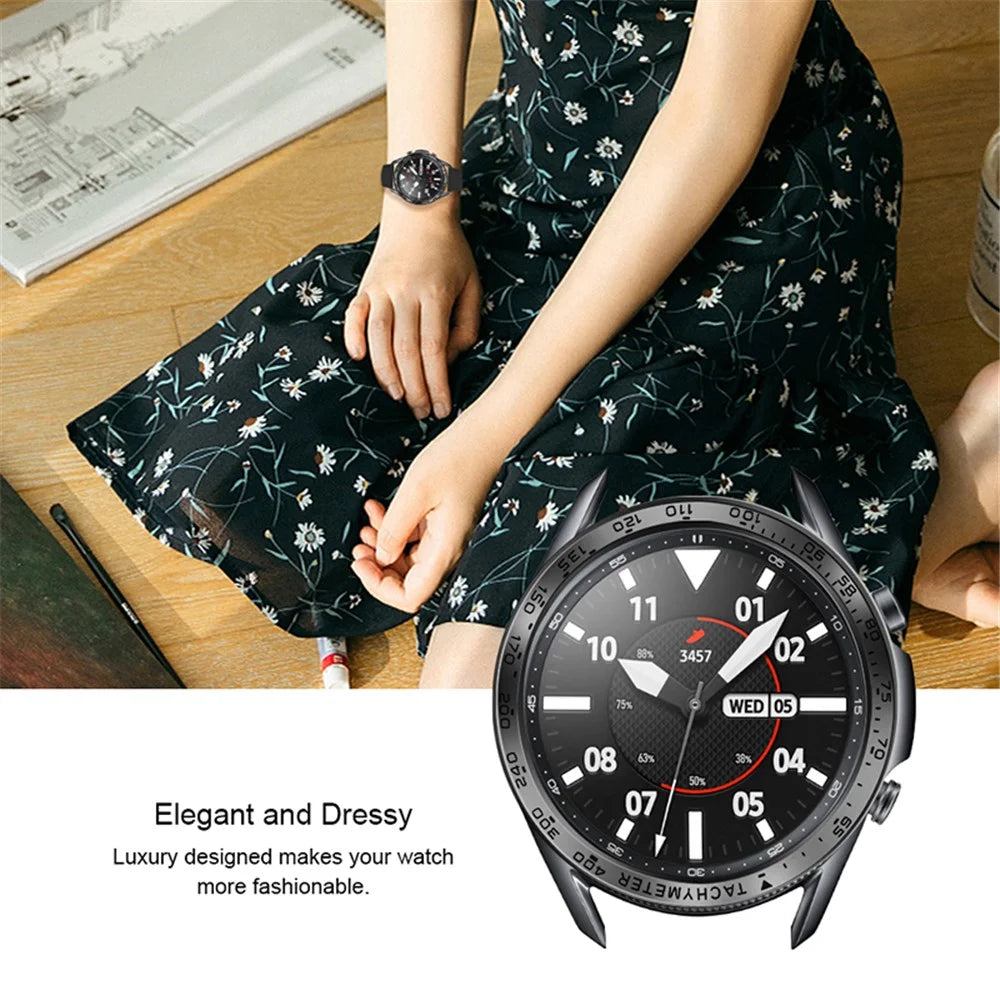 Protective Stainless Steel Watch Bezel Metal Ring Cover for Samsung Galaxy Watch3 41mm - Black - 6