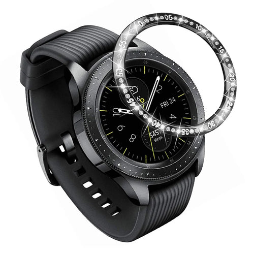 Rhinestone Decorative Bezel Ring Stainless Steel Cover Protective Watch Accessories for Samsung Galaxy Watch 42mm/Gear Sport/Gear S2 (SM-R720) - Black - 1