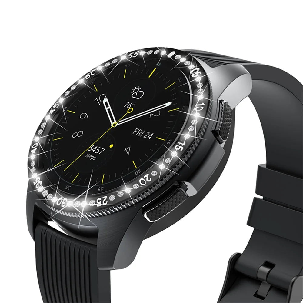 Rhinestone Decorative Bezel Ring Stainless Steel Cover Protective Watch Accessories for Samsung Galaxy Watch 42mm/Gear Sport/Gear S2 (SM-R720) - Black - 2