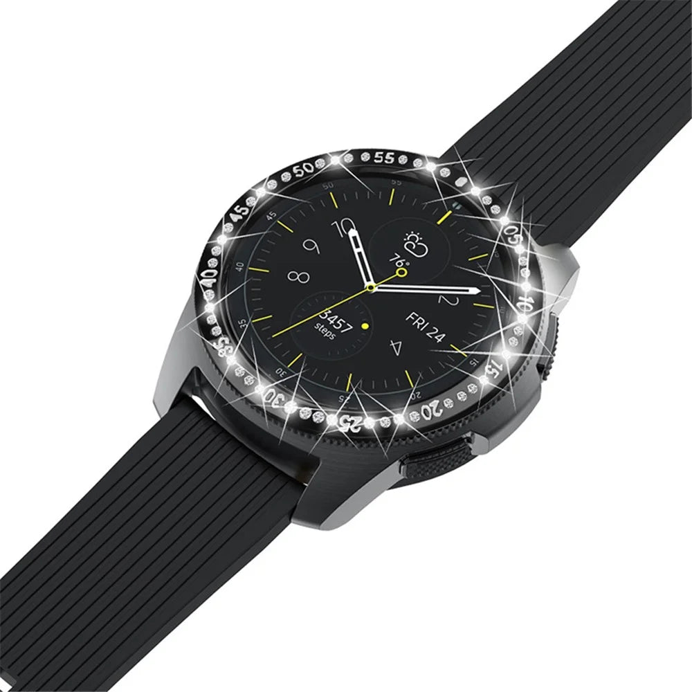 Rhinestone Decorative Bezel Ring Stainless Steel Cover Protective Watch Accessories for Samsung Galaxy Watch 42mm/Gear Sport/Gear S2 (SM-R720) - Black - 3