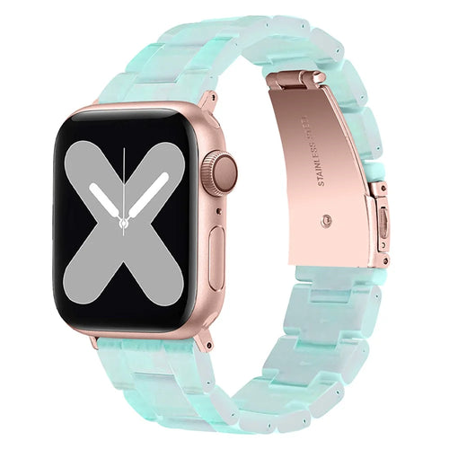 3 Beads Resin Watch Strap with Stainless Steel Folding Clasp for Apple Watch Ultra 3 2 1 49mm / Series 11 10 46mm / 9 8 7 45mm / SE3 SE2 SE 6 5 4 44mm / 3 2 1 42mm - Green - 1