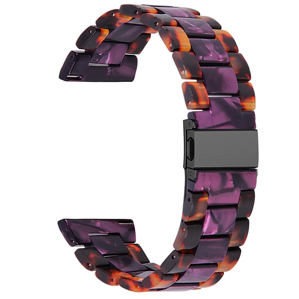 20mm Color Splicing 3 Beads Resin Watch Strap with Butterfly Buckle for Samsung Galaxy Watch3 41mm/Galaxy Watch Active2 40mm/Galaxy Watch 42mm - Hawksbill/Purple - 2