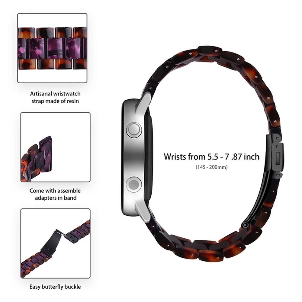20mm Color Splicing 3 Beads Resin Watch Strap with Butterfly Buckle for Samsung Galaxy Watch3 41mm/Galaxy Watch Active2 40mm/Galaxy Watch 42mm - Hawksbill/Purple - 3