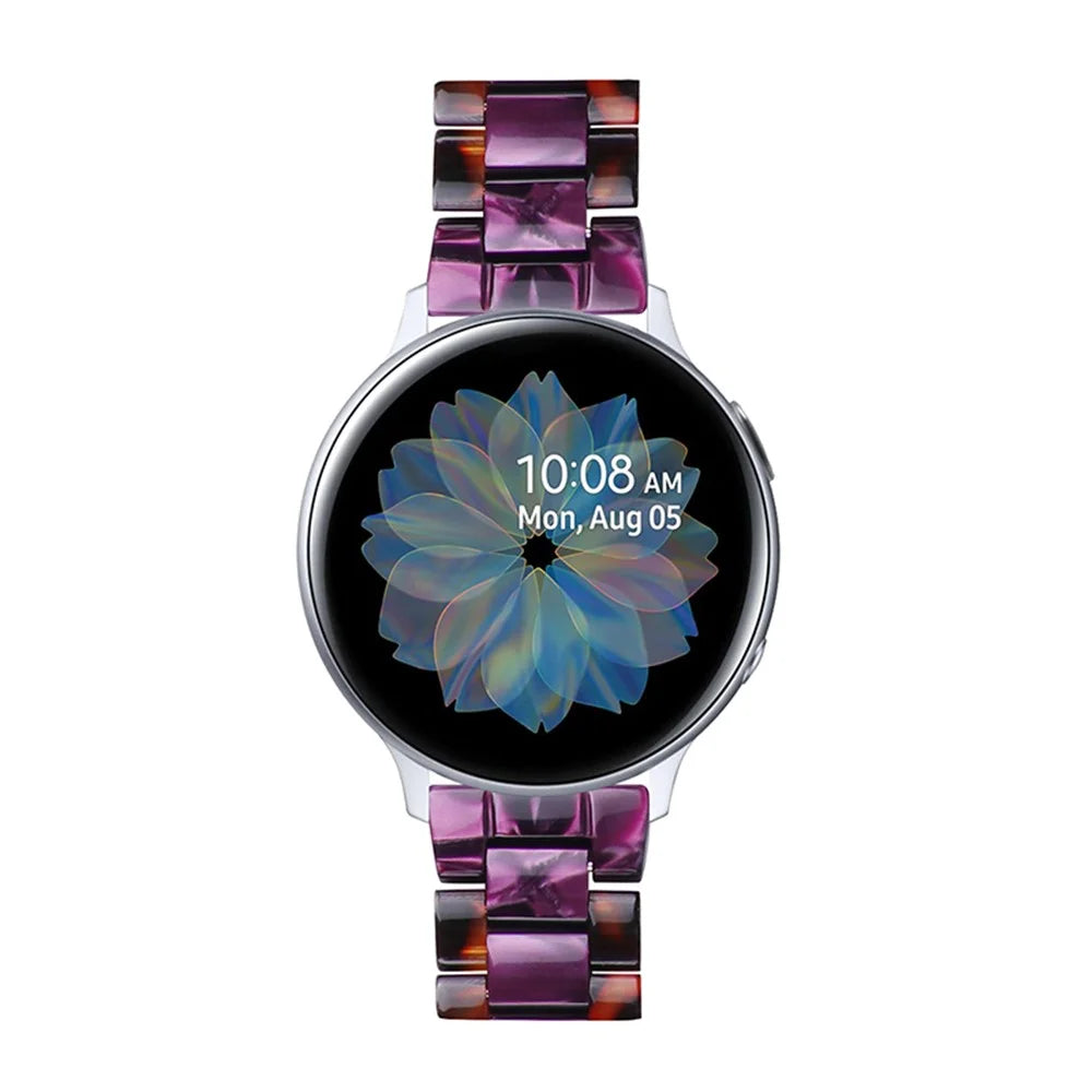 20mm Color Splicing 3 Beads Resin Watch Strap with Butterfly Buckle for Samsung Galaxy Watch3 41mm/Galaxy Watch Active2 40mm/Galaxy Watch 42mm - Hawksbill/Purple - 4