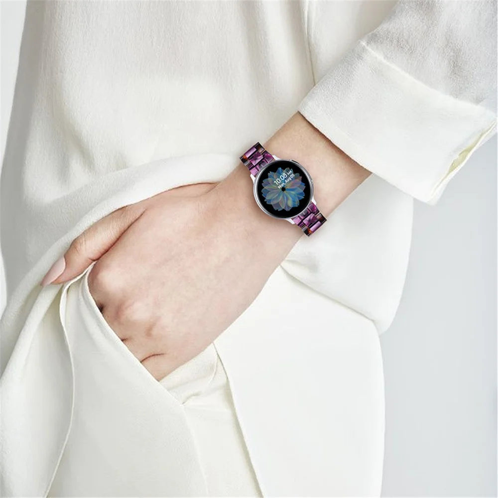20mm Color Splicing 3 Beads Resin Watch Strap with Butterfly Buckle for Samsung Galaxy Watch3 41mm/Galaxy Watch Active2 40mm/Galaxy Watch 42mm - Hawksbill/Purple - 6