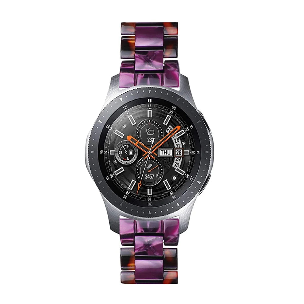 22mm Color Splicing Resin Watch Strap 3 Beads Wrist Bracelet with Butterfly Buckle for Huawei Watch GT 2e/GT 2 42mm/GT 2 46mm/Honor Magic Watch 2 46mm - Hawksbill/Purple - 4