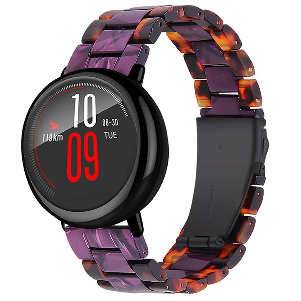 22mm Fashion Color Splicing 3 Beads Strap Resin Watchband with Butterfly Buckle for Huami Amazfit GTR 47mm/Amazfit 2 - Hawksbill/Purple - 1
