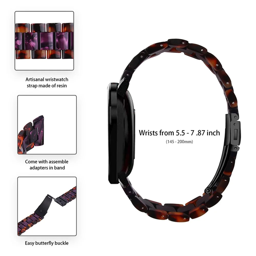 22mm Fashion Color Splicing 3 Beads Strap Resin Watchband with Butterfly Buckle for Huami Amazfit GTR 47mm/Amazfit 2 - Hawksbill/Purple - 3