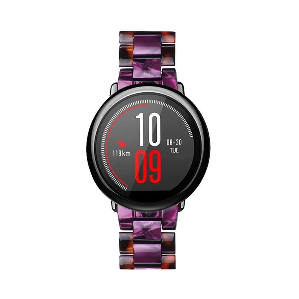 22mm Fashion Color Splicing 3 Beads Strap Resin Watchband with Butterfly Buckle for Huami Amazfit GTR 47mm/Amazfit 2 - Hawksbill/Purple - 4