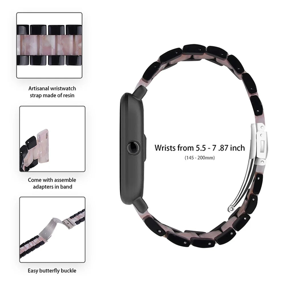 20mm Color Splicing Resin Strap Easy Assemble 3 Beads Watchband with Butterfly Buckle for Huami Amazfit GTR 42mm / Amazfit GTS / Amazfit BIP / Amazfit BIP Lite / Youth Edition 1S - Black / Pink - 3