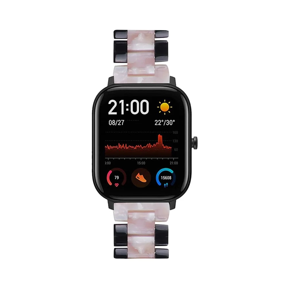 20mm Color Splicing Resin Strap Easy Assemble 3 Beads Watchband with Butterfly Buckle for Huami Amazfit GTR 42mm / Amazfit GTS / Amazfit BIP / Amazfit BIP Lite / Youth Edition 1S - Black / Pink - 4