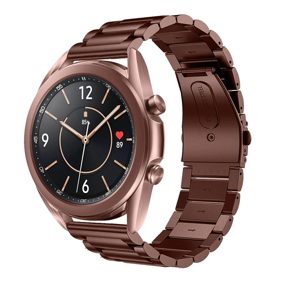 20mm 3 Beads Stainless Steel Smart Watch Band Replacement Wrist Strap for Samsung Galaxy Watch 4 40mm 44mm/Galaxy Watch 4 Classic 42mm 46mm/Galaxy Watch Active 2 40mm 42mm - Bronze - 2