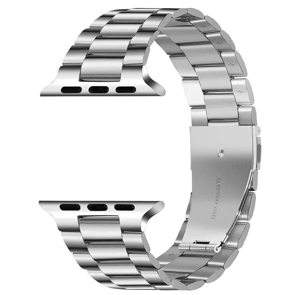 Ultra-Thin Stainless Steel 3 Beads Strap Metal Watchband for Apple Watch Series 11 10 42mm / 9 8 7 41mm / SE3 SE2 SE 6 5 4 40mm / 3 2 1 38mm - Silver - 3