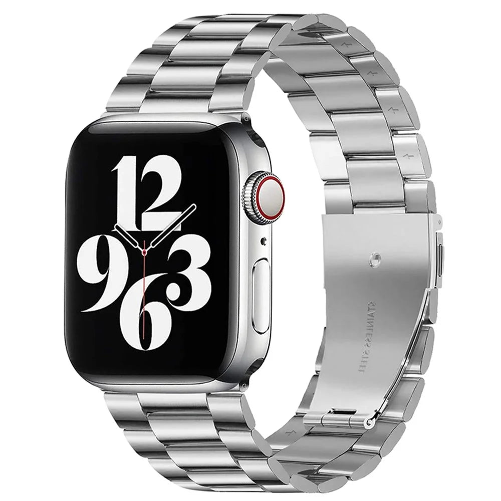 Smart Watch Stainless Steel 3 Beads Strap Metal Watchband with Integrated Link for Apple Watch Ultra 3 2 1 49mm / Series 11 10 46mm / 9 8 7 45mm / SE3 SE2 SE 6 5 4 44mm / 3 2 1 42mm - Silver - 2