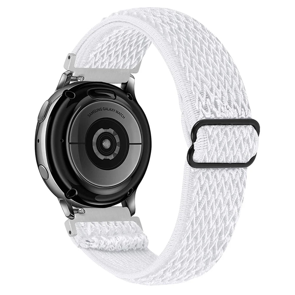 Elastic Knitted Watch Strap Watchband with Adjustable Buckle for Samsung Galaxy Watch4 Classic 42mm 46mm/Galaxy Watch Active/Galaxy Watch Active2 40mm 44mm - White - 1